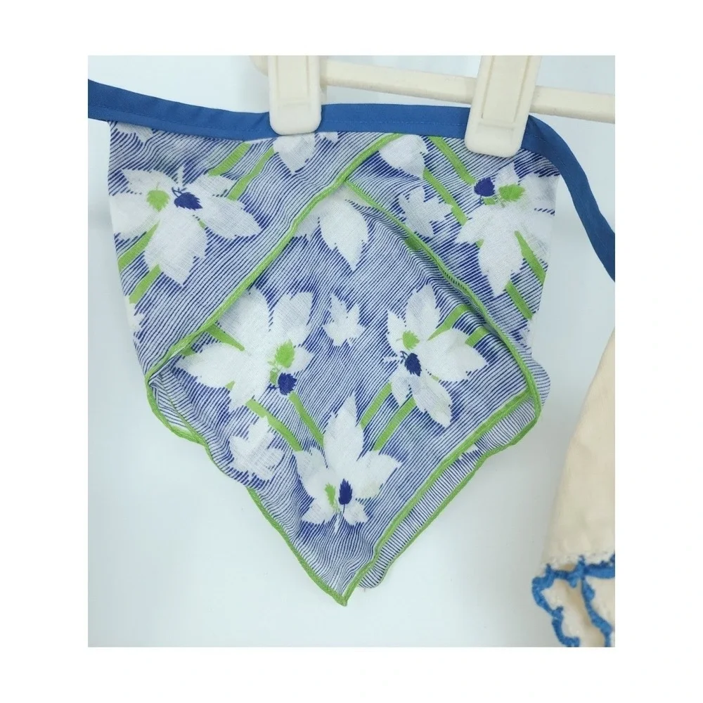 VTG Scandinavian Artistic Floral Embroider Crochet Kerchief Banner Handmade Deco